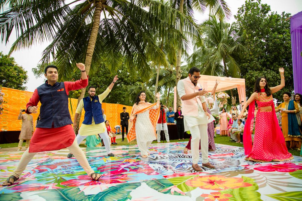 Photo of Printed vibrant mehendi dance floor