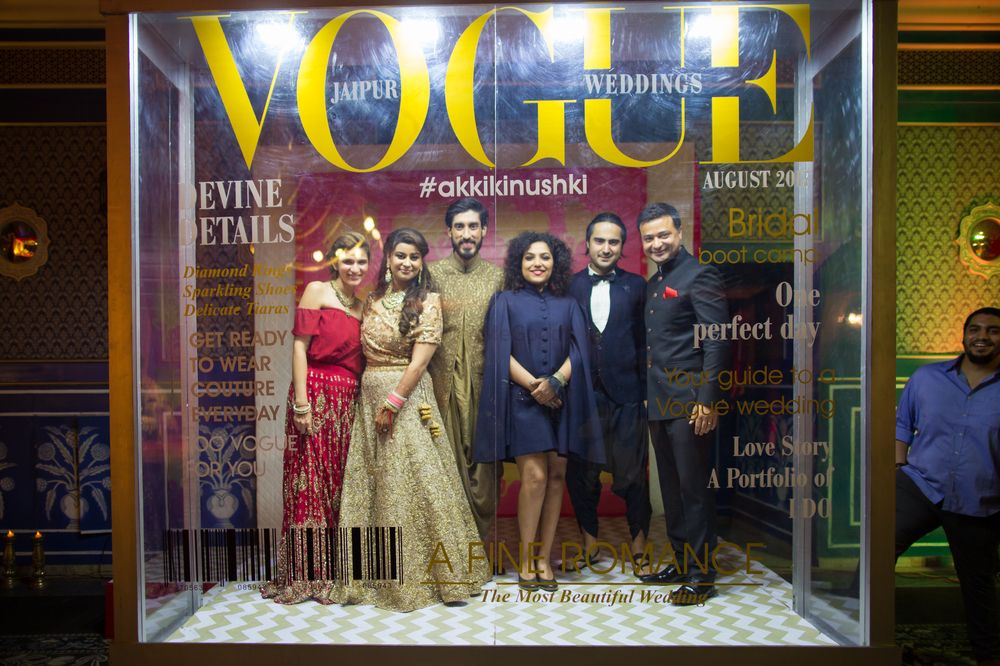 Photo of Sangeet photobooth with vogue mag cover