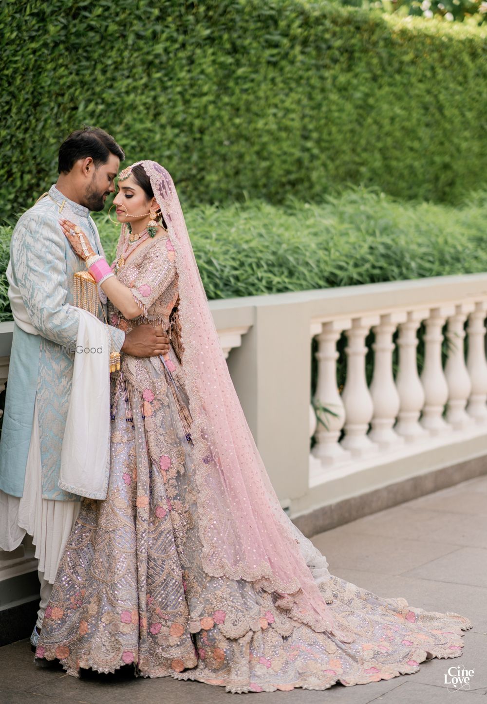 Photo of wedding day couple portrait