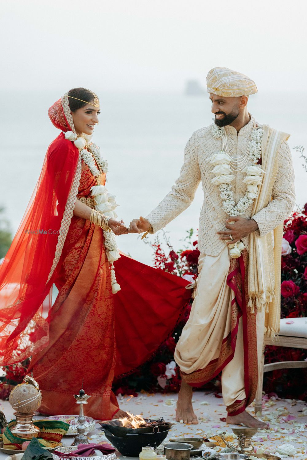 Photo of wedding day couple portrait