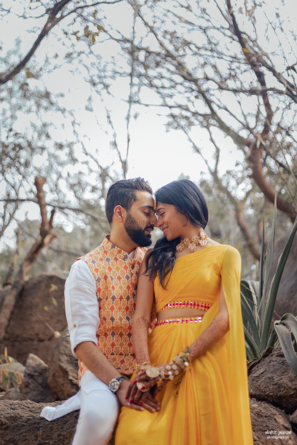 Photo of Bride and groom haldi outfit ideas