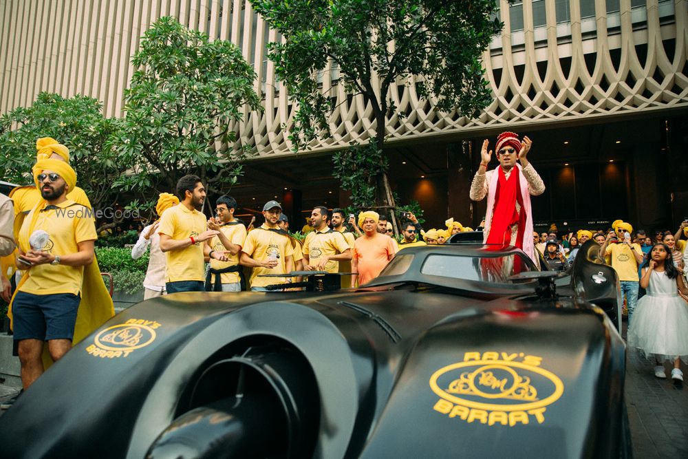 Photo of Unique groom entry on batmobile