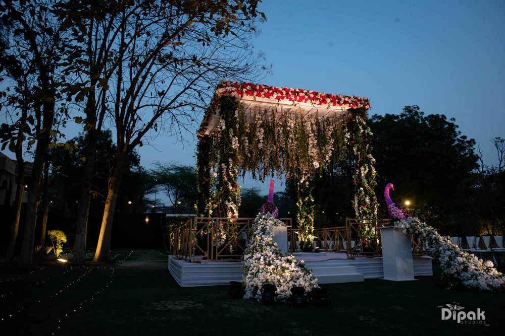 Photo of Floral mandap for a night wedding