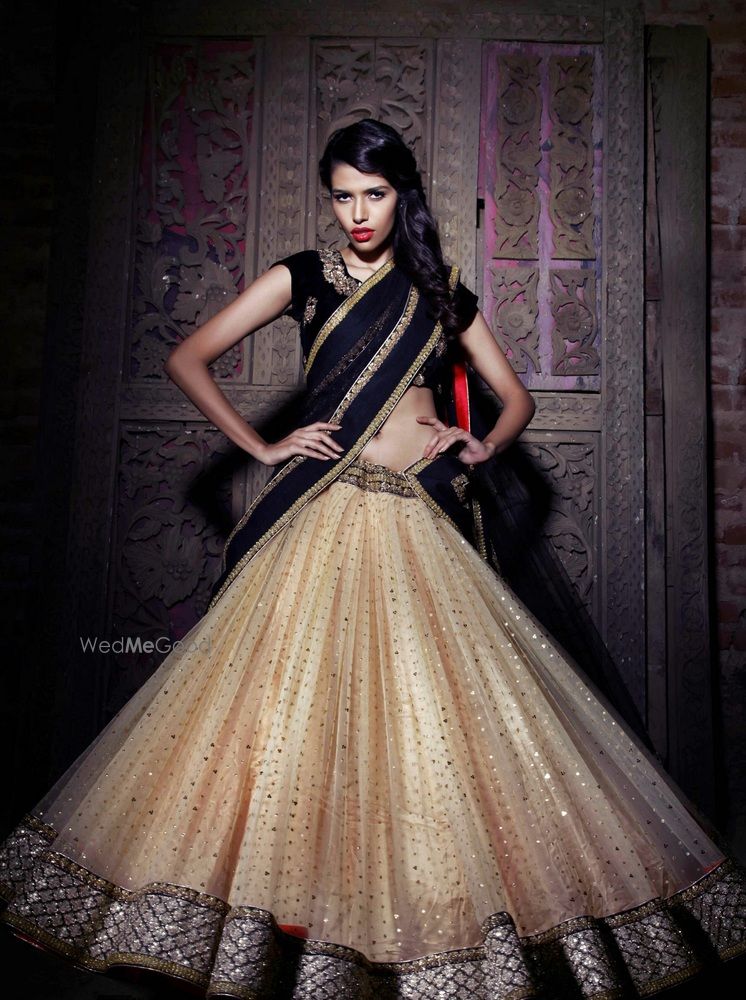 Photo of Black and beige lehenga for sangeet