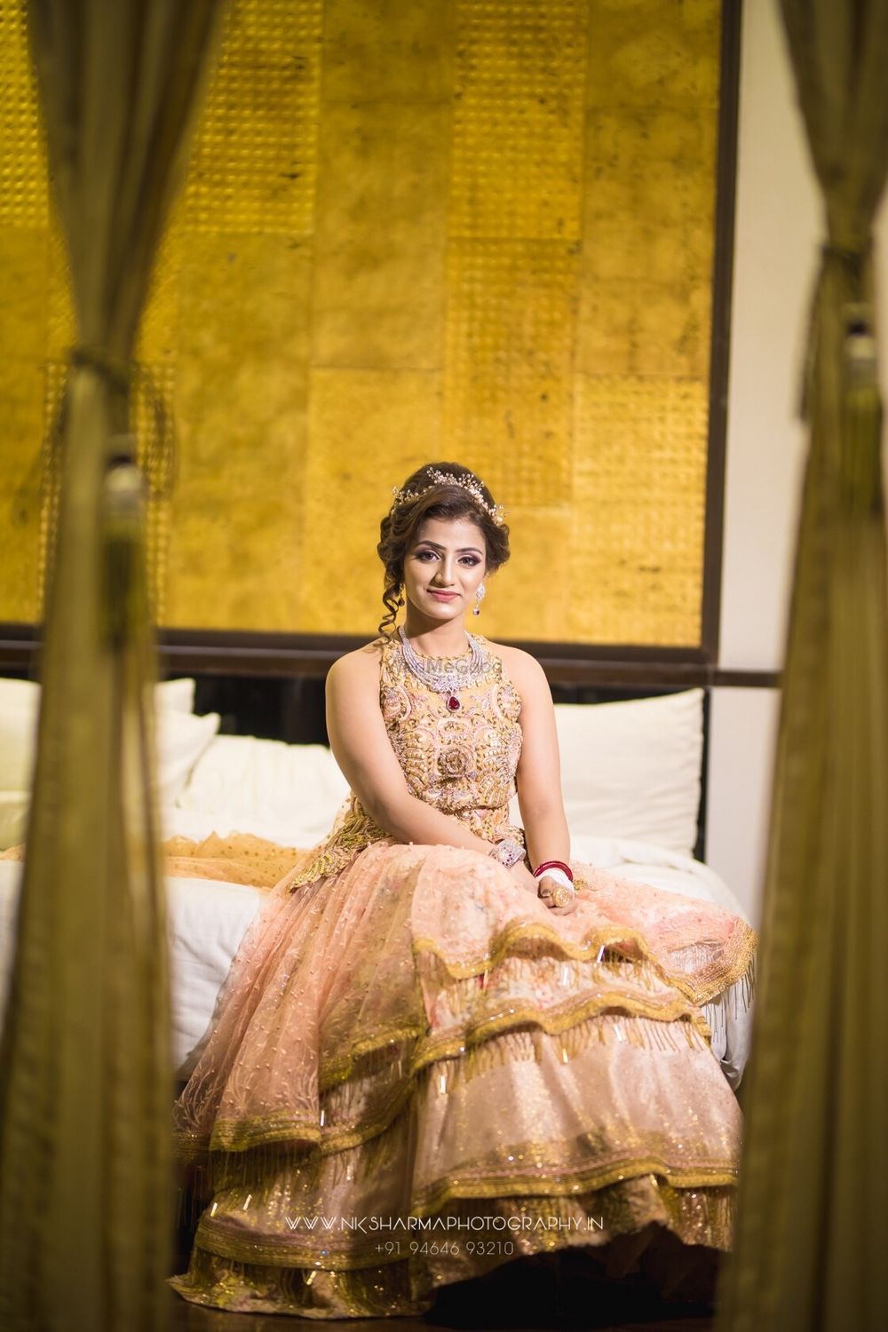 Photo of Gold lehenga gown  for sangeet