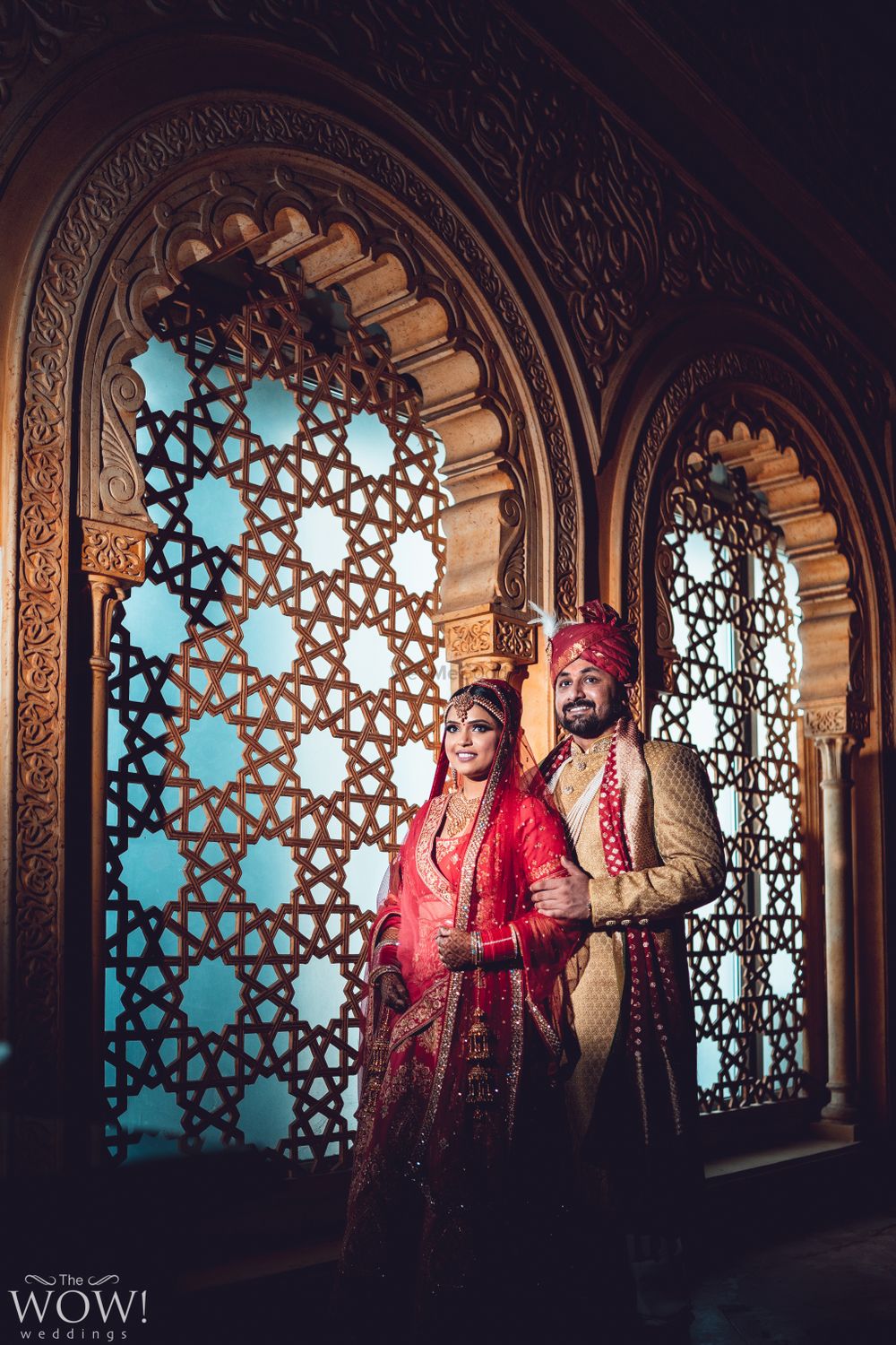 Photo of Coordinated bride and groom for palace wedding