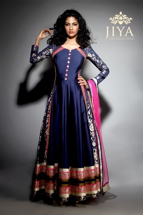 Photo of navy blue and pink anarkali
