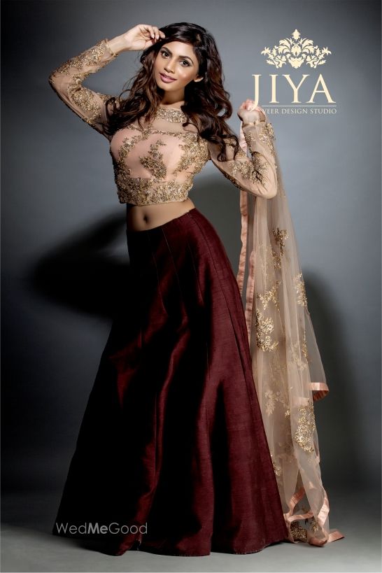 Photo of blush and marsala lehenga