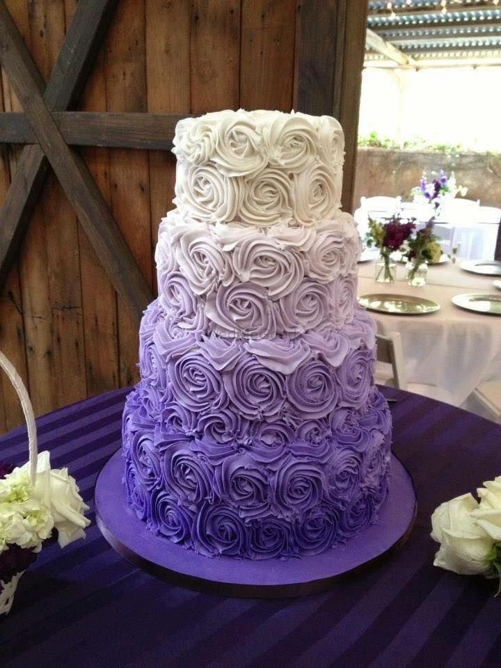 Photo of 4 tier lavender and white ombre wedding cake