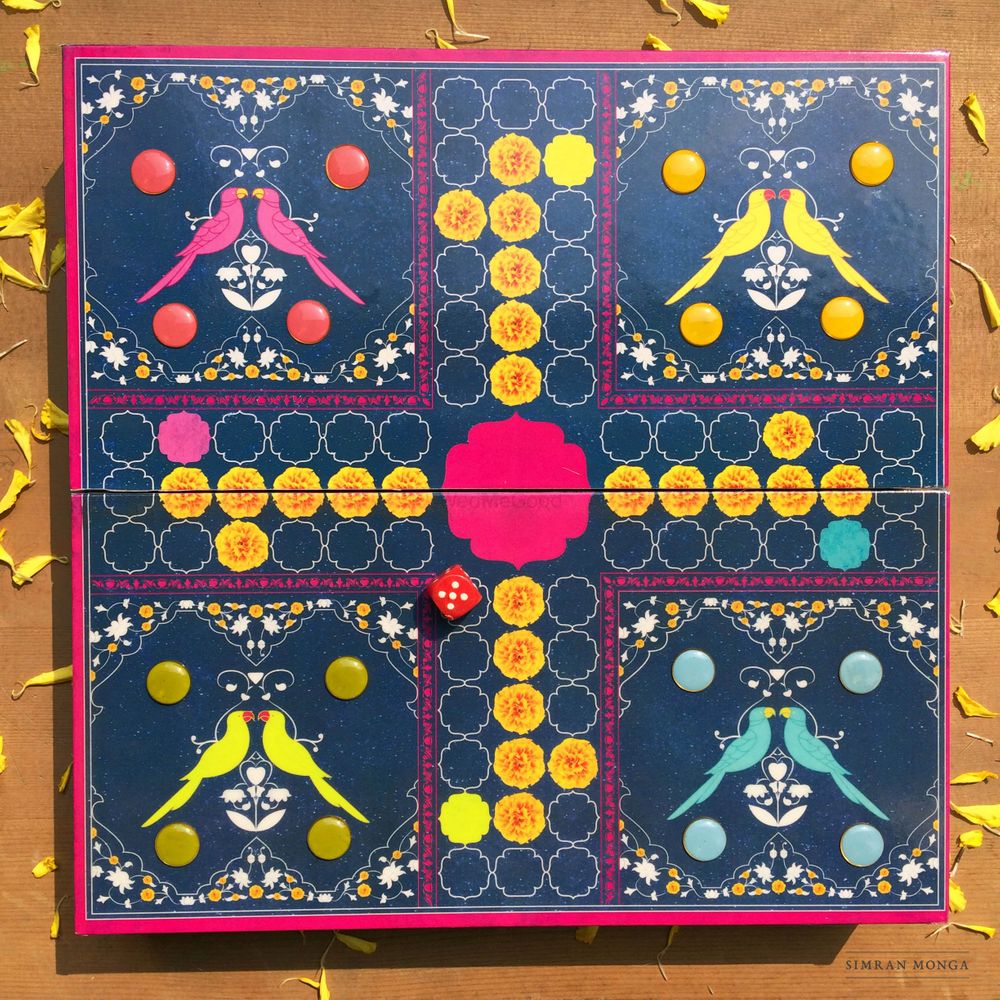 Photo of Interactive ludo wedding card in blue