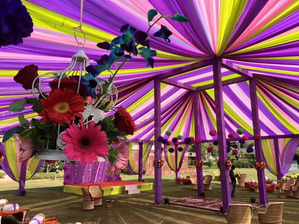 Photo of purple canopy tents