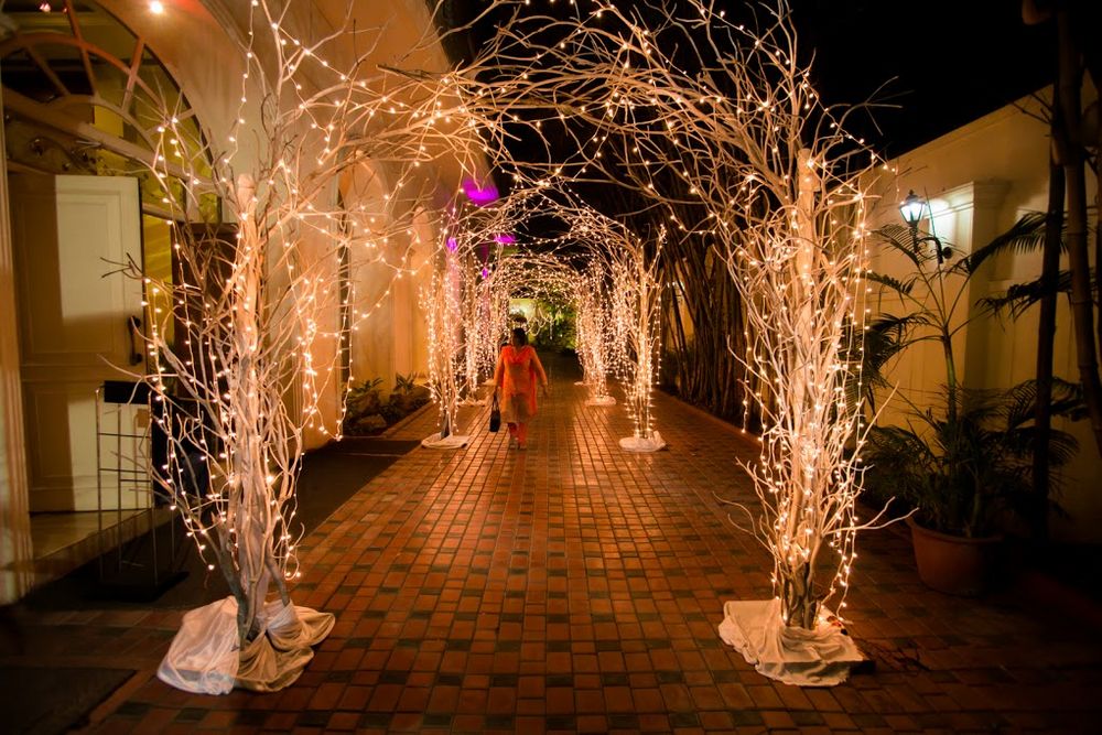 Photo of Entrance decor with fairy lights and twigs