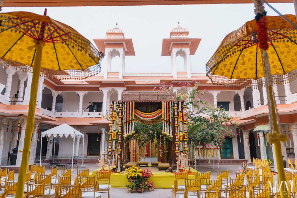 Marigold Wedding Decor Photo mandap decor