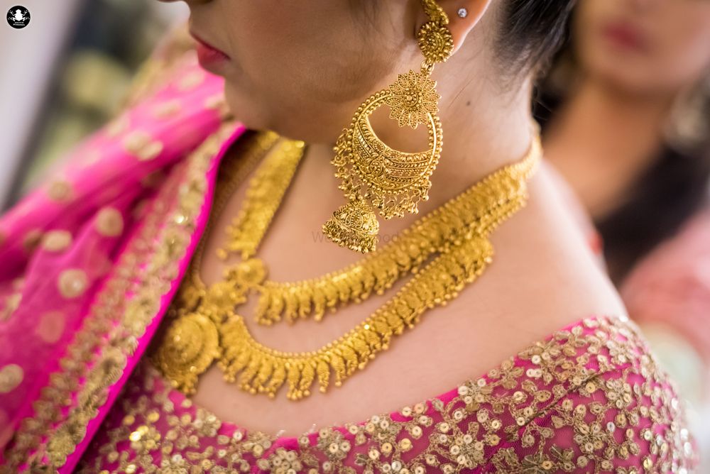 Photo of Gold Double Layered Necklace with Chaandbala Jhumkis