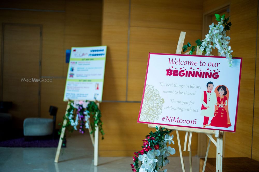 Photo of Entrance decor with personalised caricature board