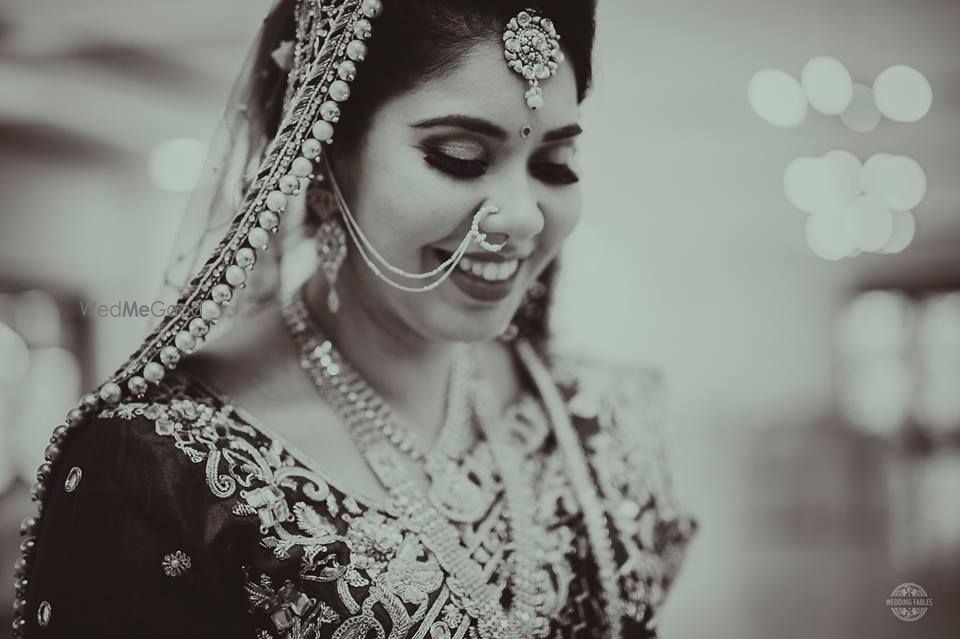 Photo of Black and white bridal portrait