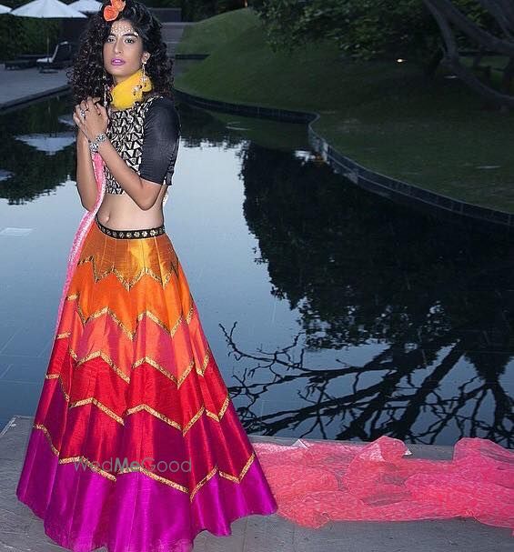 Photo of colorblocked zig zag pattern lehenga from rainbow colors