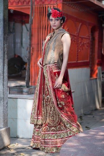 Photo of Deep red maroon velvet lehenga brida wear sleeveless