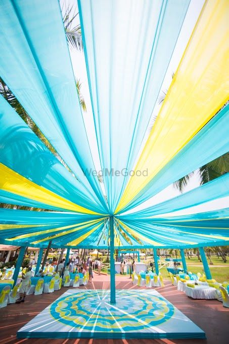 Photo of light blue and yellow decor