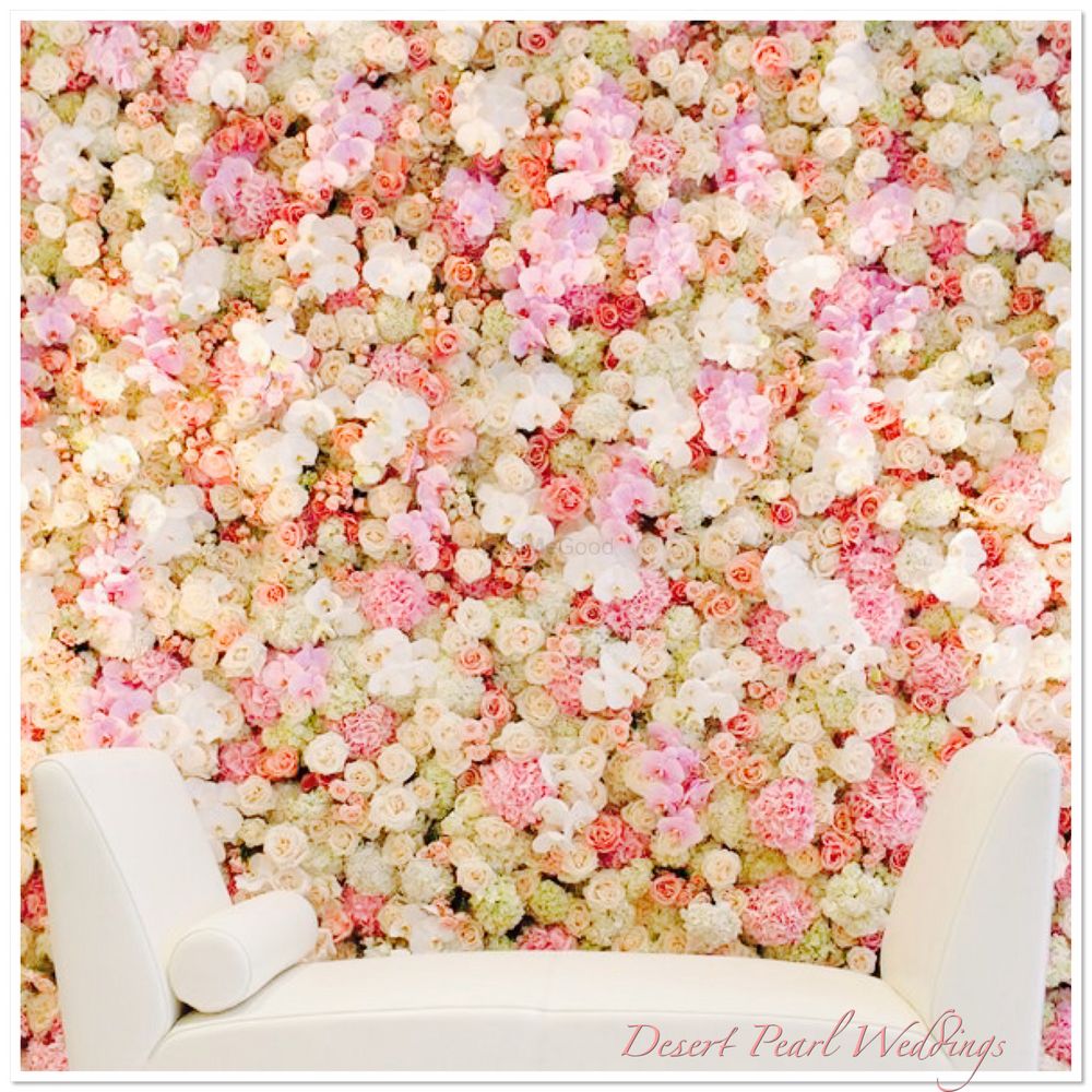 Photo of Pastel flower wall for engagement