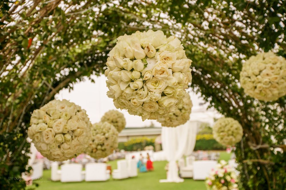 Photo of White Floral Balls for Entrance Decor