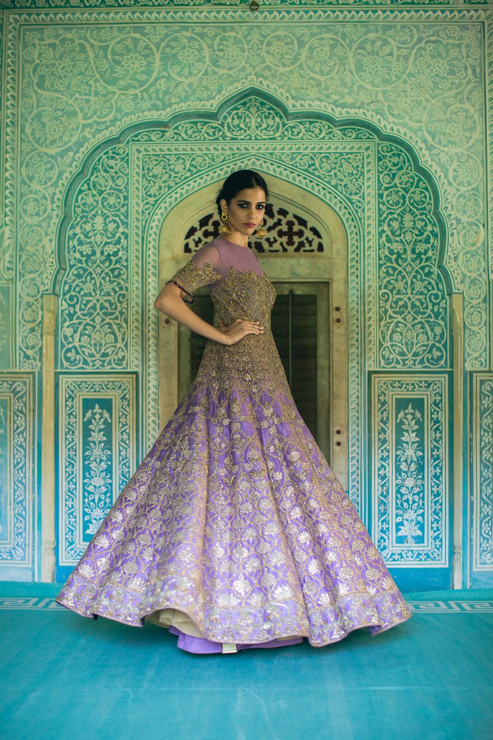 Photo of Sangeet outfit lavender Anarkali with gota work