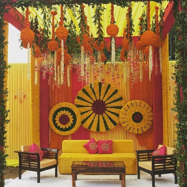 Photo of Marigold stage decor for mehendi