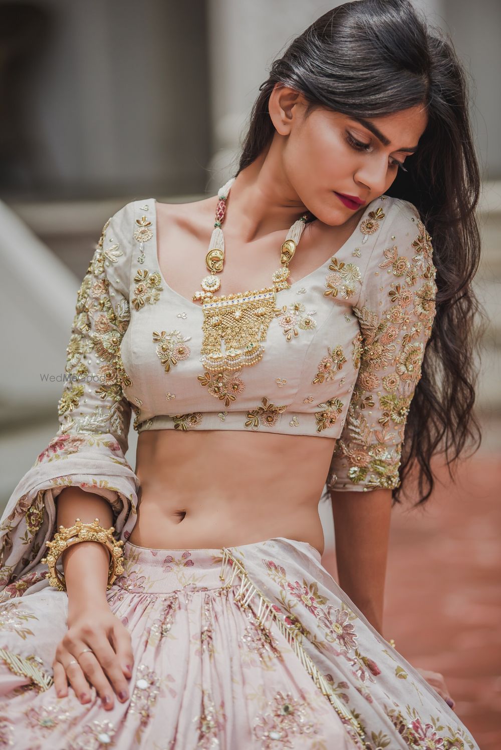 Photo of Engagement look with blush pink lehenga