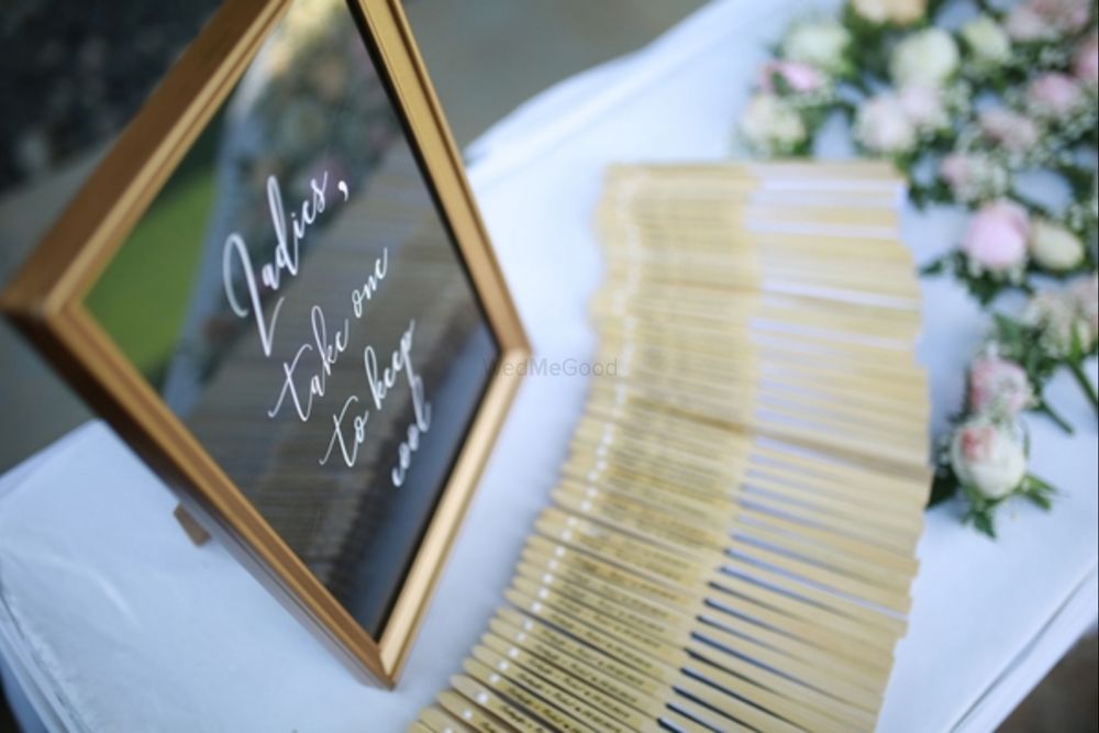 Photo of fans as favours for guests