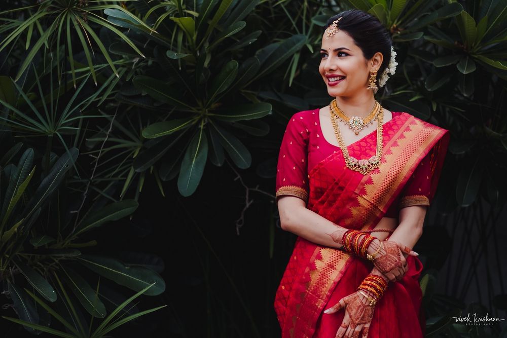 Photo of A south Indian bride in red saree