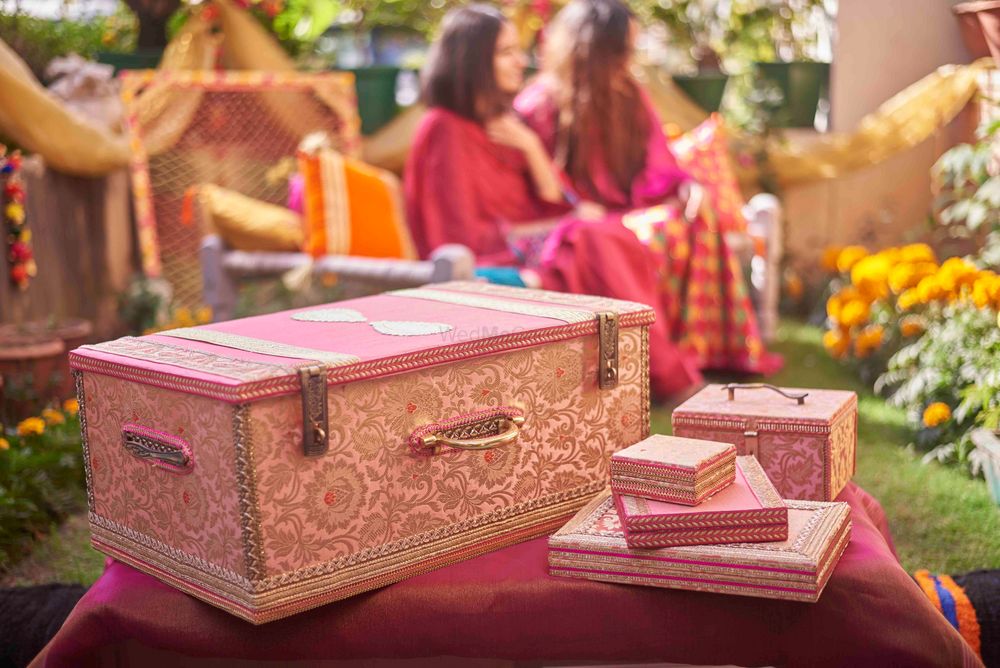 Photo of Bridal trousseau trunk and set in pink