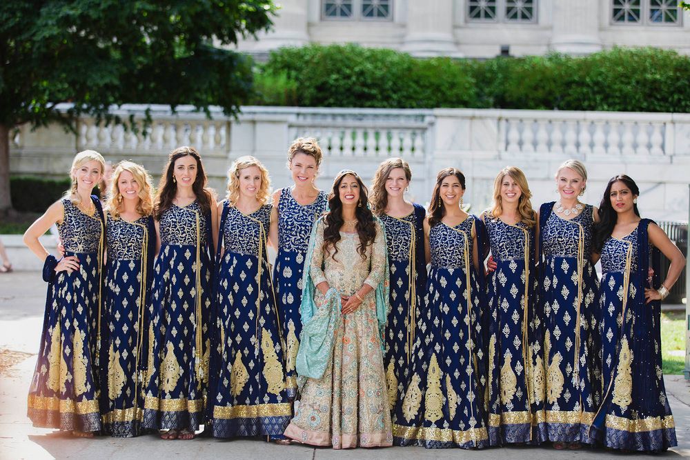 Photo of coordinated bridesmaid outfits