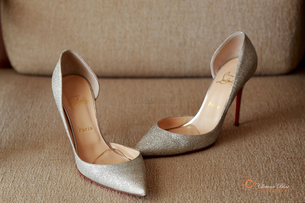 Photo of Silver Louboutins for Bride Under Lehenga