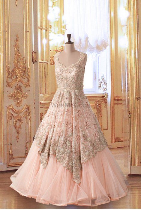 Photo of blush pink floor length gown for christian weddings