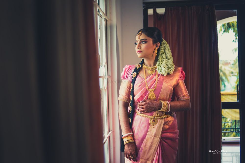 Photo of kanjeevaram silk saree on a south Indian bride