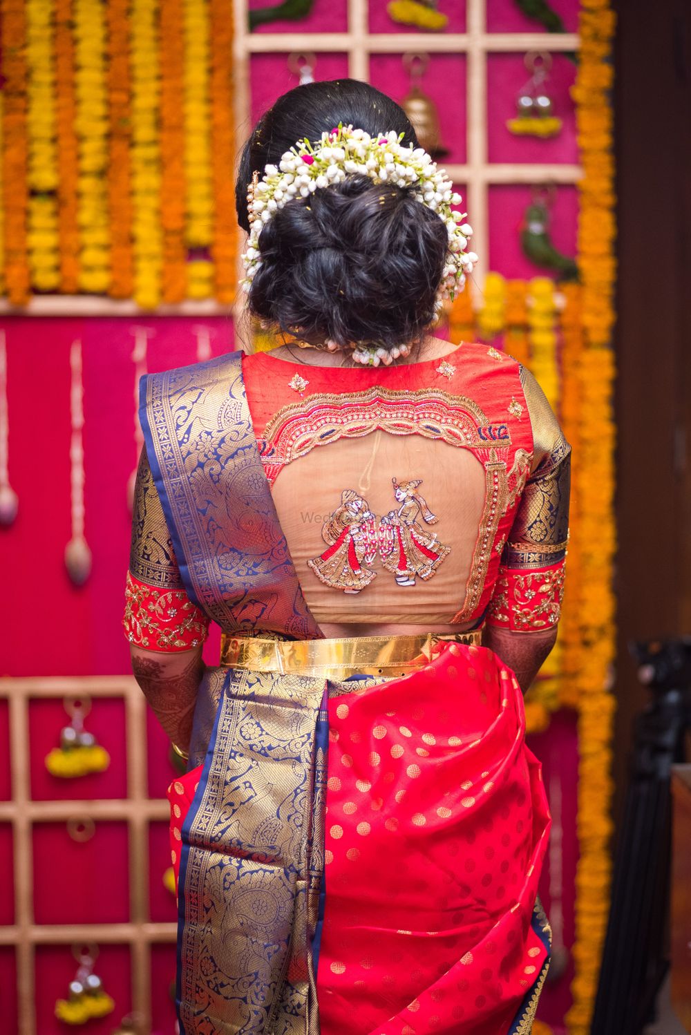 Photo of South Indian bridal blouse style with transparent back