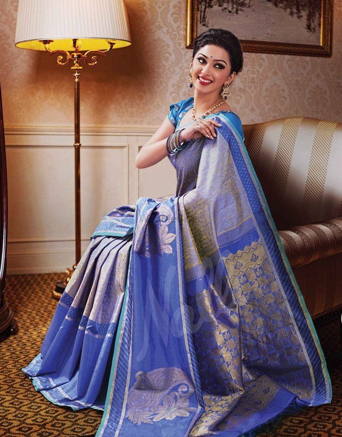 Photo of blue kanjivaram sari
