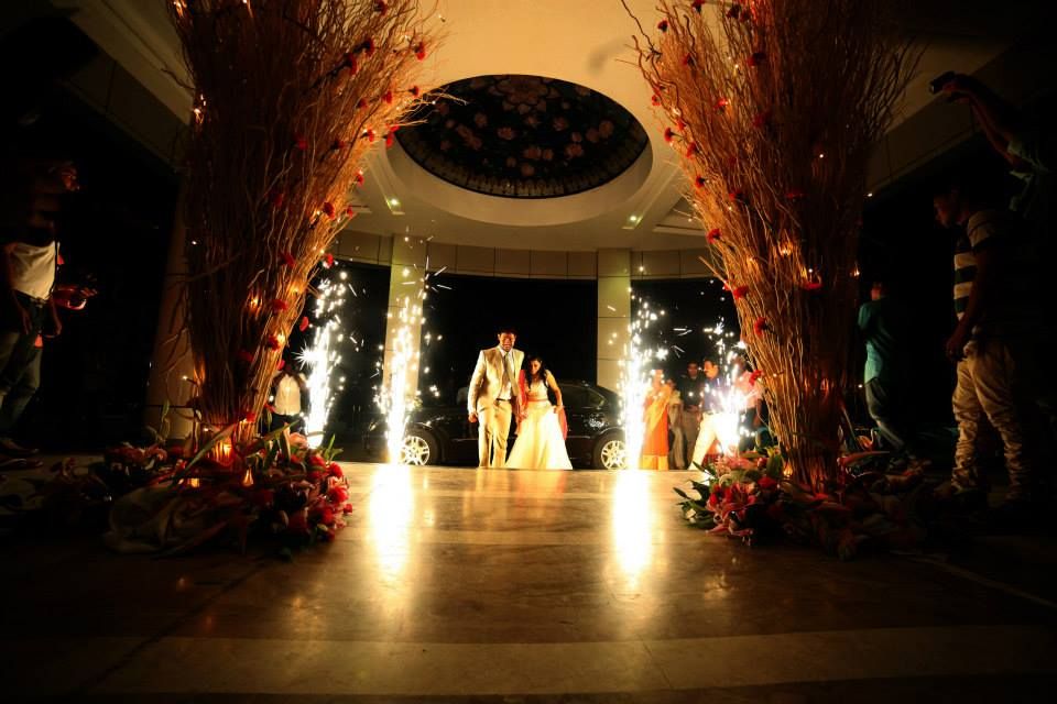 Photo of Fireworks at bride and groom entry