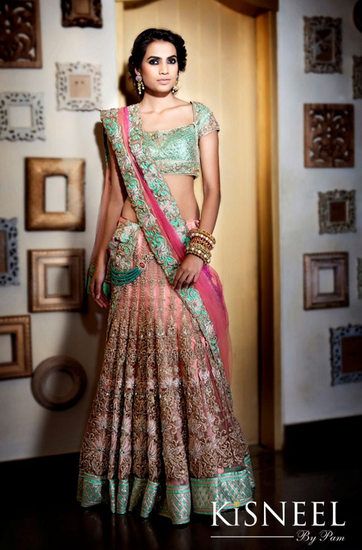 Photo of Pam mehta mint and peach lehenga