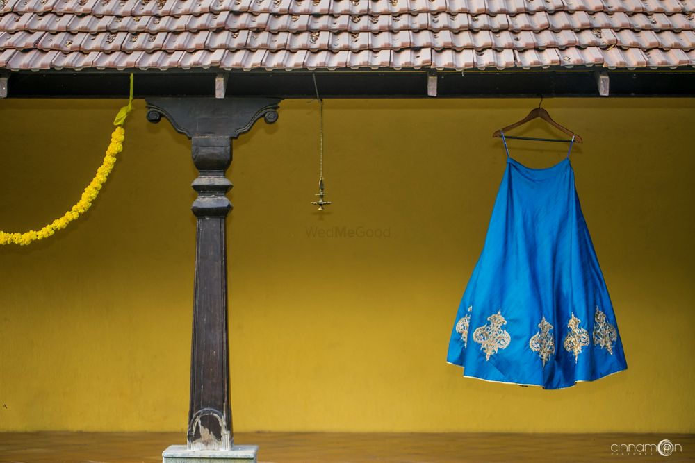 Photo of Simple blue bridal lehenga on hanger