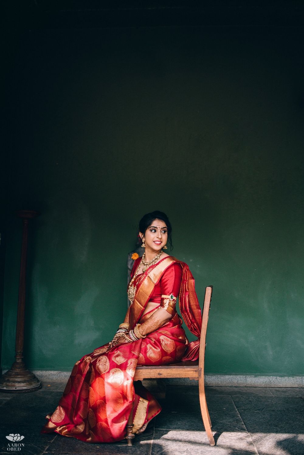 Photo of Red benarasi saree for south indian bride