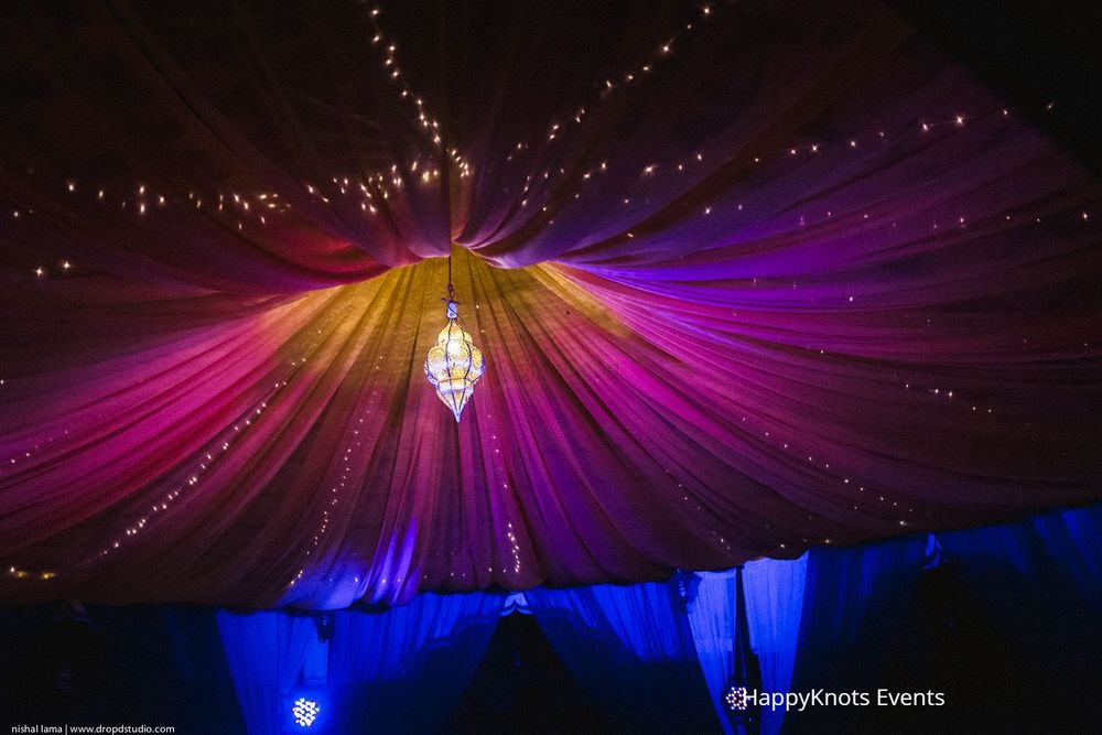 Photo of purple tent decor