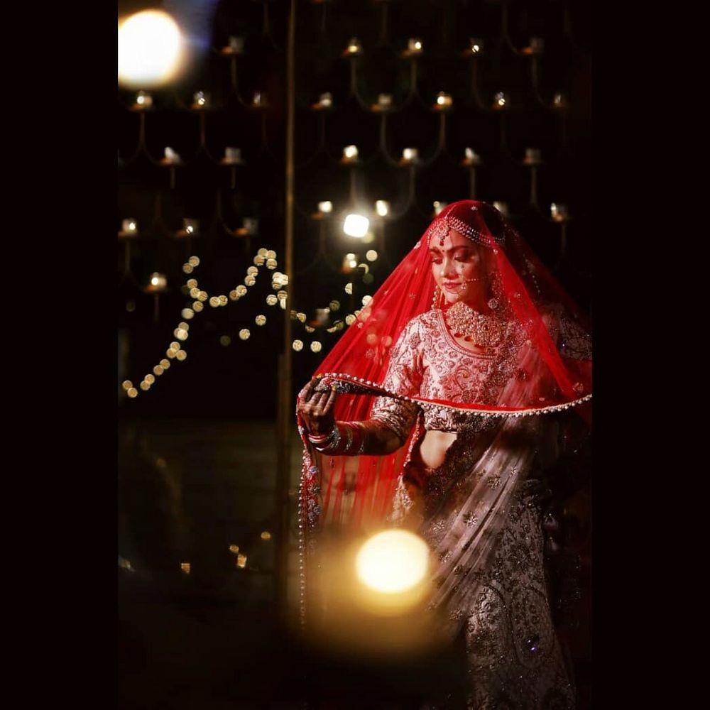 Photo of Pretty bridal shot with red lehenga