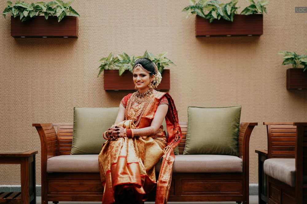 Photo of red and gold konkani bridal saree