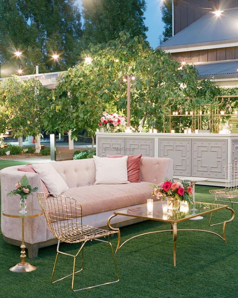 Photo of white and gold elegant decor idea for a modern mehendi