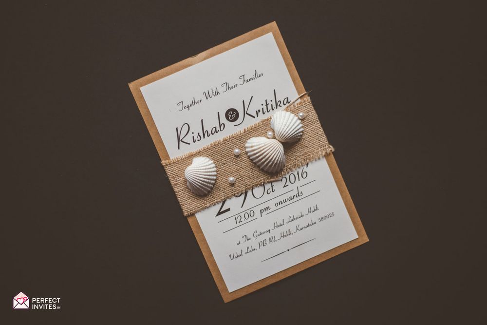 Photo of Destination Wedding Invitation Card with Shells