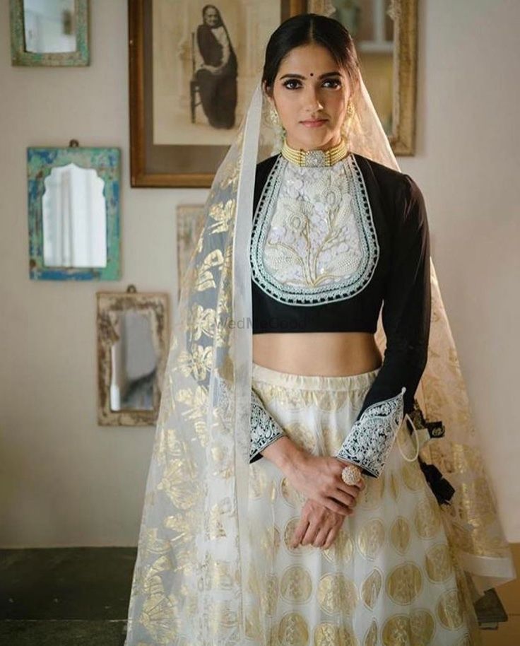 Photo of A simple black and white lehenga for a small function at home.
