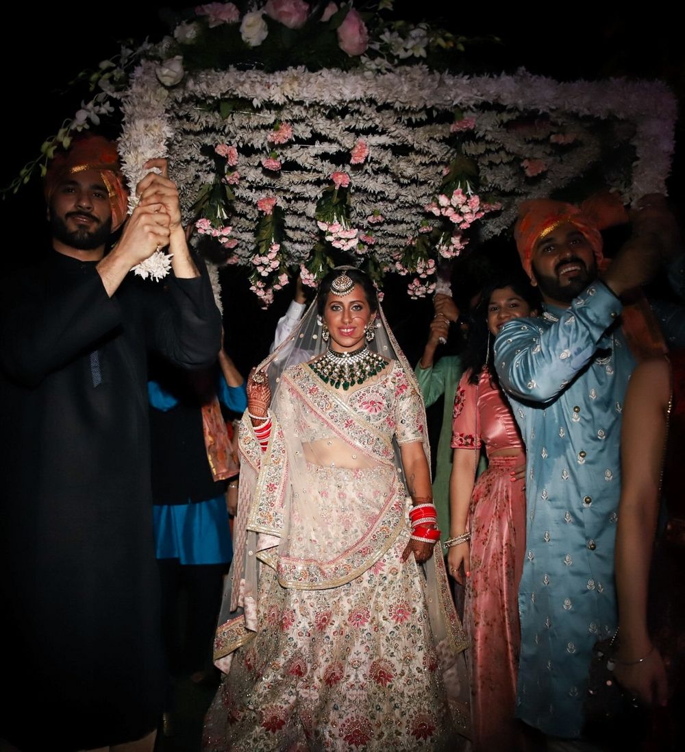 Light Blue Unique Wedding Ideas Photo bride under phoolon ki chadar