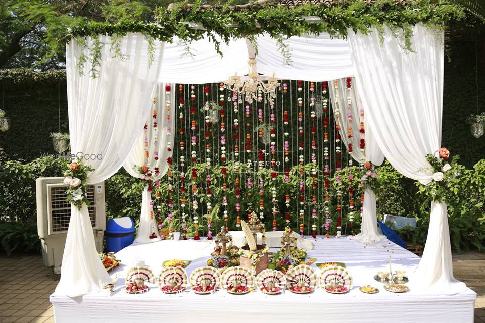 Photo of White Drapes Mandap Decor