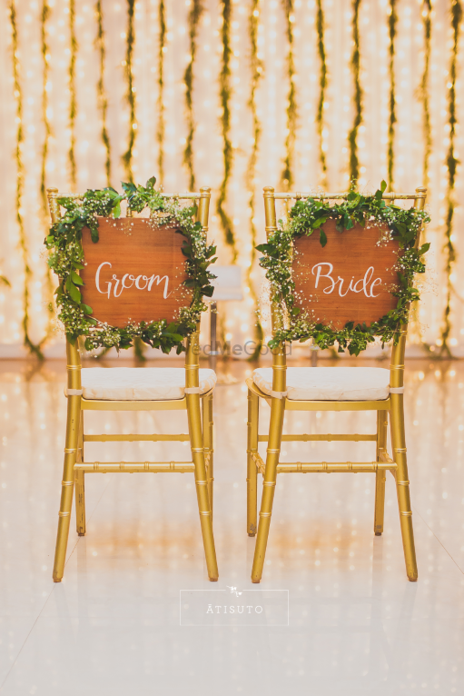 Photo of Unique Bride and Groom Chairs!